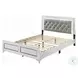 Casilda Gray Synthetic Leather and White Queen Upholstered Bed with LED Lighting