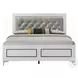Casilda Gray Synthetic Leather and White Queen Upholstered Bed with LED Lighting