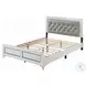 Casilda Gray Synthetic Leather and White Queen Upholstered Bed with LED Lighting