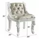 Vanaheim Beige Upholstered Vanity Stool with Nailhead Trim