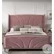 Salonia Pink Velvet Queen Upholstered Platform Bed