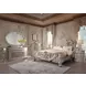 Sorina Beige and Antique Gold King Upholstered Panel Bed