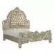 Sorina Beige and Antique Gold King Upholstered Panel Bed