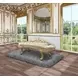 Cabriole Light Gold Upholstered Accent Bench with Tufted and Nailhead Trim