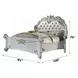 Vendome Beige and Antique Pearl California King Upholstered Panel Bed with Nailhead Trim