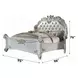 Vendome Antique Pearl King Upholstered Panel Bed with Nailhead Trim