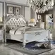 Vendome Antique Pearl Upholstered Panel Bedroom Set with Nailhead Trim