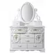 Flora White Oval Dresser Mirror with Jewelry Storage