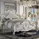 Dresden Bone White Queen Upholstered Panel Bed with Nailhead Trim