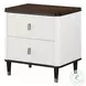 Carena White and Walnut 2 Drawer Nightstand with USB Charging