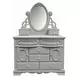 Flora Gray Oval Dresser Mirror with Jewelry Storage