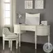Dorothy Pearl White Synthetic Leather and Ivory Vanity Chair with Swivel