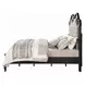 Chelmsford Beige and Antique Black King Upholstered Panel Bed with Nailhead Trim