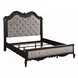 Chelmsford Beige and Antique Black Queen Upholstered Panel Bed with Nailhead Trim