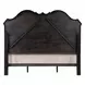 Chelmsford Beige and Antique Black Queen Upholstered Panel Bed with Nailhead Trim