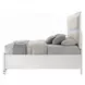 Tarian Cream and Pearl White King Upholstered Storage Panel Bed with LED