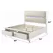 Tarian Cream and Pearl White King Upholstered Storage Panel Bed with LED