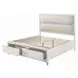 Tarian Cream and Pearl White Queen Upholstered Storage Panel Bed with LED