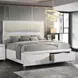 Tarian Cream and Pearl White Queen Upholstered Storage Panel Bed with LED