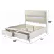 Tarian Cream and Pearl White Queen Upholstered Storage Panel Bed with LED