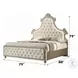 Lucienne Beige Velvet Eastern King Upholstered Bed with LED Lighting