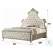 Lucienne Beige Velvet Queen Upholstered Bed with LED Lighting