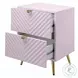 Gaines Pink High Gloss 2 Drawer Nightstand