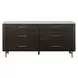 Clayten White and Espresso 6 Drawer Dresser with Marble Top