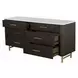 Clayten White and Espresso 6 Drawer Dresser with Marble Top
