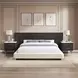 Clayten Beige and Espresso King Upholstered Panel Bed