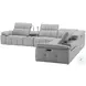 Beaumont Light Gray Leather 142" Power Reclining Sectional