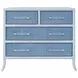 Beckett Dyed Grasscloth and Light Blue Matte Lacquer 4 Drawer Chest
