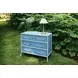 Beckett Dyed Grasscloth and Light Blue Matte Lacquer 4 Drawer Chest
