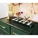 Beckett Dyed Grasscloth and Dark Green Matte Lacquer 4 Drawer Chest