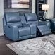 BelleAvenue Persian Blue Leather 76" Lay Flat Power Reclining Console Loveseat with Power Headrest and USB Charging
