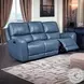 BelleAvenue Persian Blue Leather 85" Lay Flat Power Reclining Sofa with Power Headrest and USB Charging