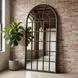 Berwyn Dark Brown Arched Floor Mirror