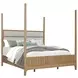 Escape Glazed Natural Oak Queen Upholstered Poster Bed