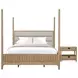 Escape Glazed Natural Oak Queen Upholstered Poster Bed