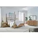 Escape Glazed Natural Oak Queen Upholstered Poster Bed