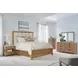 Escape Glazed Natural Oak King Upholstered Panel Bed