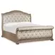 Marisol Fawn and Cream Queen Leather Upholstered Sleigh Bed