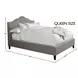 Jamie Falstaff Gray Performance Fabric Queen Upholstered Panel Bed