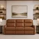 Channing Renaissance Cinnamon Leather Zero Gravity Triple Power Reclining Living Room Set with Nailhead Trim and USB Charging
