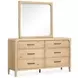 Somerset Butternut 6 Drawer Dresser with Rectangular Mirror