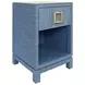 Blair Blue Dyed Square 1 Drawer Glass Top Side Table