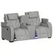Tundra Simba Taupe 74" Motion Reclining Loveseat with Console and LED