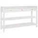 Briar Textured White Linen Soft Close 3 Drawer Sofa Table With Two Open Shelve