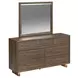 Perth Brown 7 Drawer Dresser and Rectangular Mirror with LED