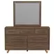 Perth Brown 7 Drawer Dresser and Rectangular Mirror with LED